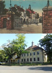 oben: Postkarte, gelaufen am 19. Februar 1949, unten: Foto aufgenommen am 19. August 2010, Gebäude wurde inzwischen abgerissen