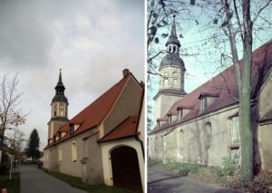 Ansicht der Hospitalkirche. Links: 2013, rechts: 1966.